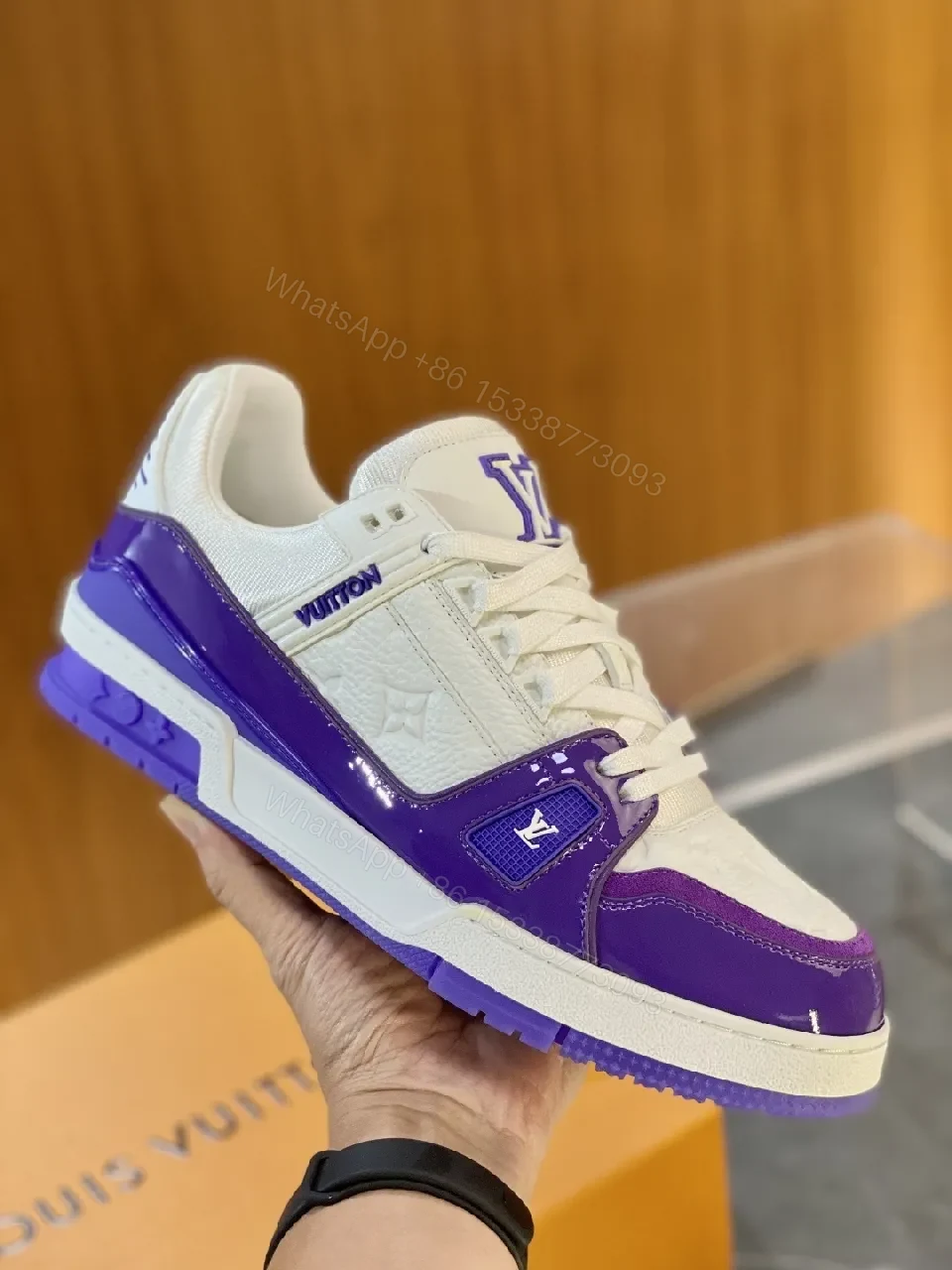 View 9 of Purple-Accent Leather Suede Low-Top Sneakers with Comfort Core