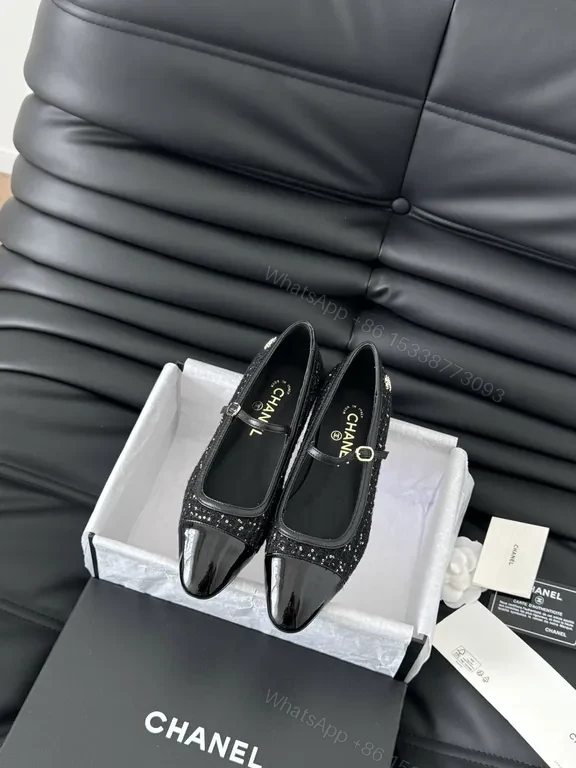 Chanel-Inspired Sparkle Mary Janes - Luxe Comfort Flats — view 1