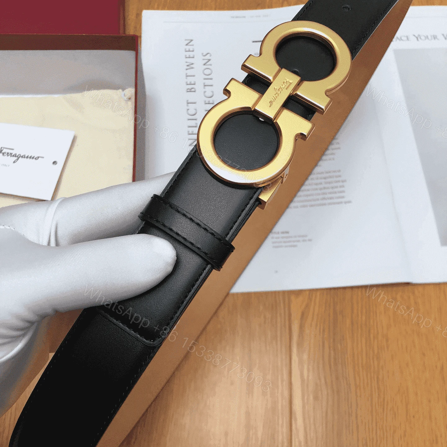View 4 of SALVATORE FERRAGAMO DOUBLE GANCIO BELT – B29