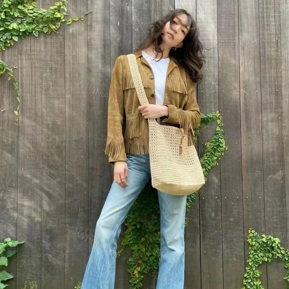 View 10 of Saint Laurent Le 5 À 7 In Raffia Crochet Beige 32Cm 690941GAAAR2080
