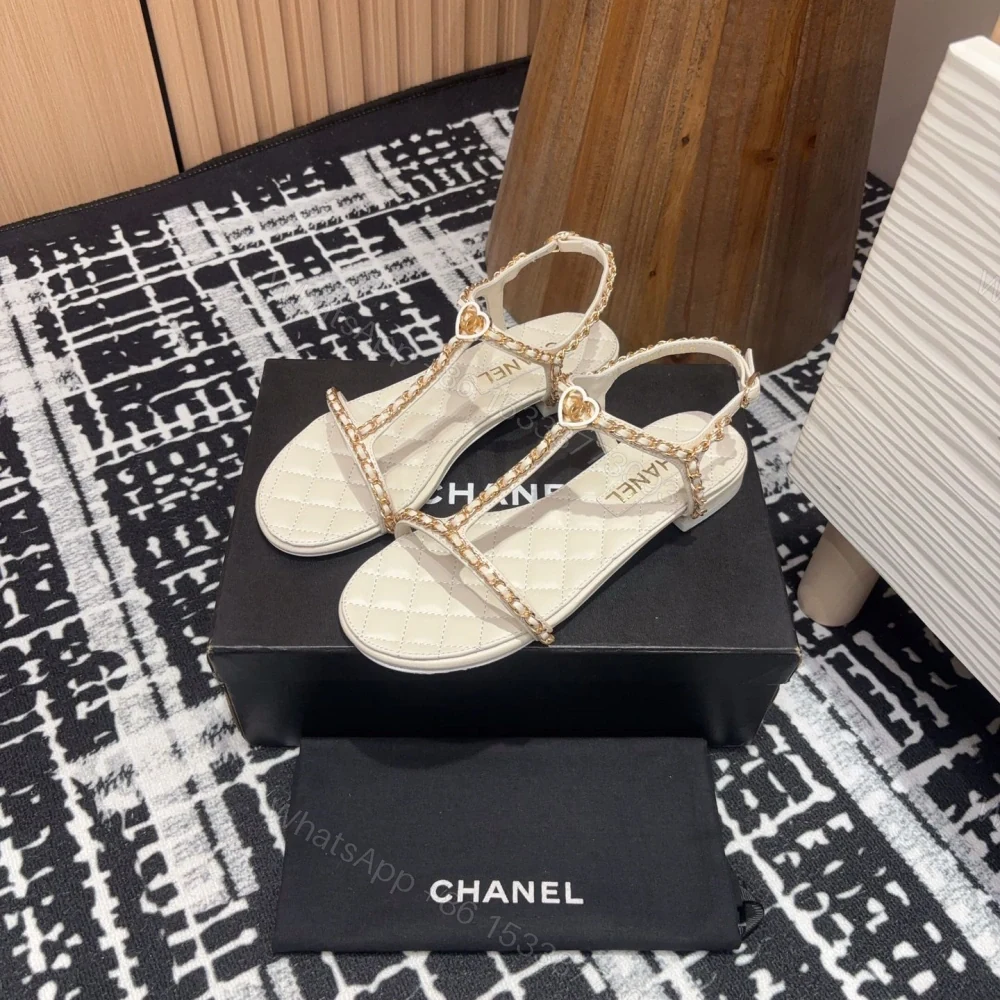 View 3 of 高仿Chanel*25C系列G46111C小羊皮平底涼鞋白色免檢版