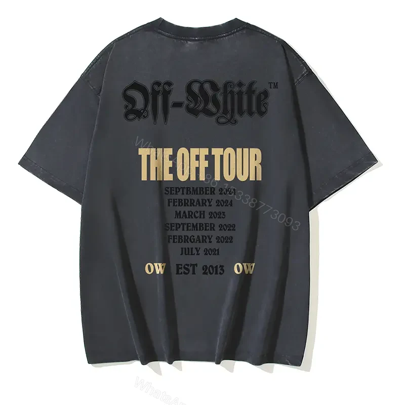 View 6 of Black Distressed Cotton Tee Off-White Crest Graphic T-Shirt