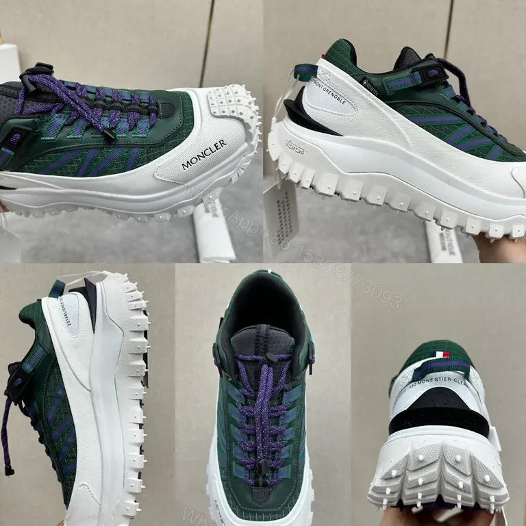 View 4 of Green & Purple Moncler-Style Chunky Sneaker with Textured Upper