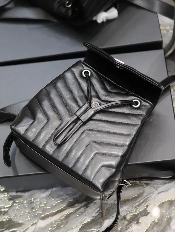 View 7 of Chic Quilted Backpack with YSL Emblem - Luxury Everyday Carry