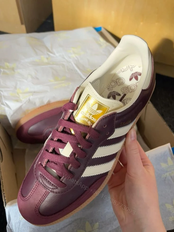 FIRST COPY ADIDAS SAMBA MAROON SHOES — view 1