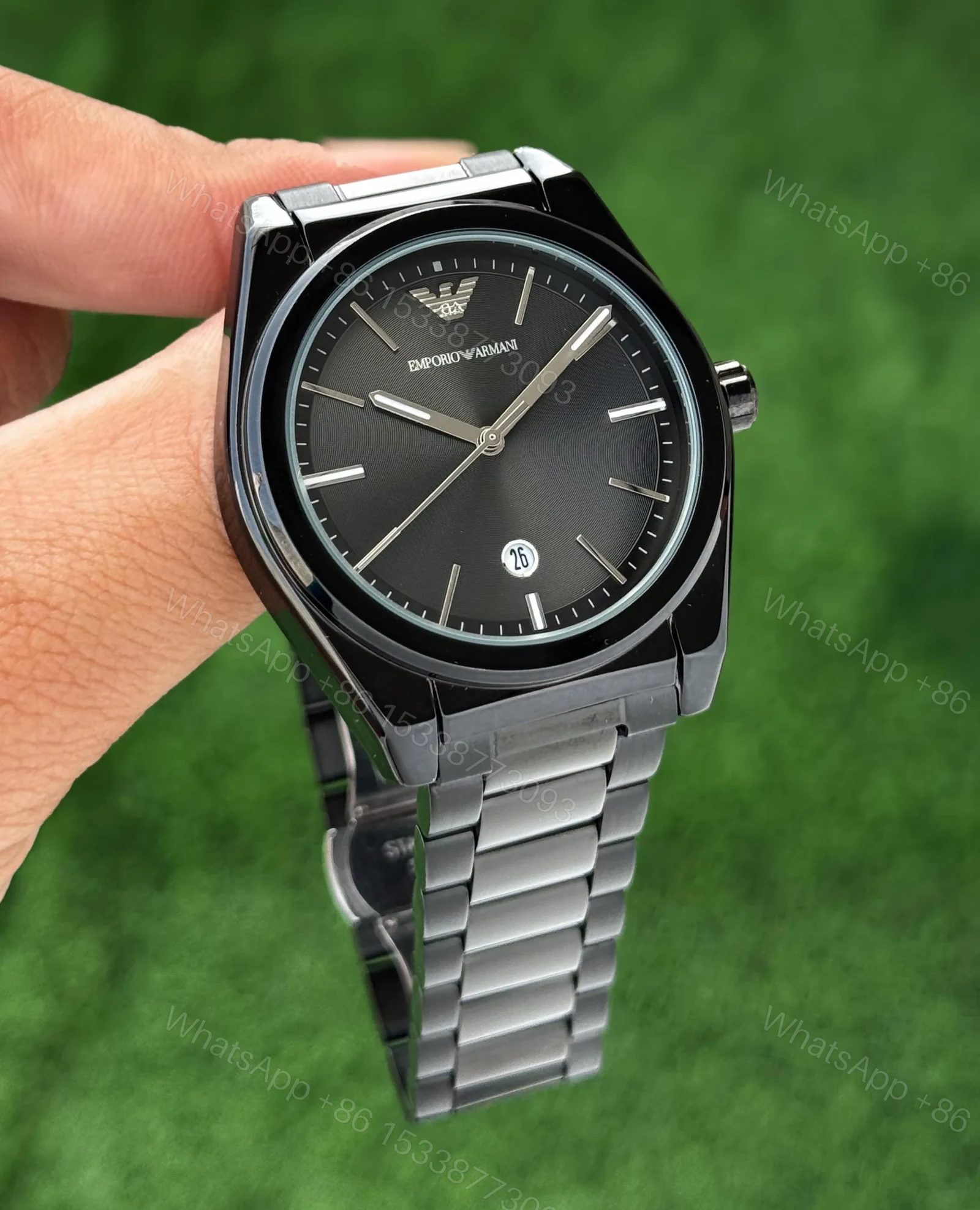 Armani Men’s Black Stainless Steel Analog Watch — view 1