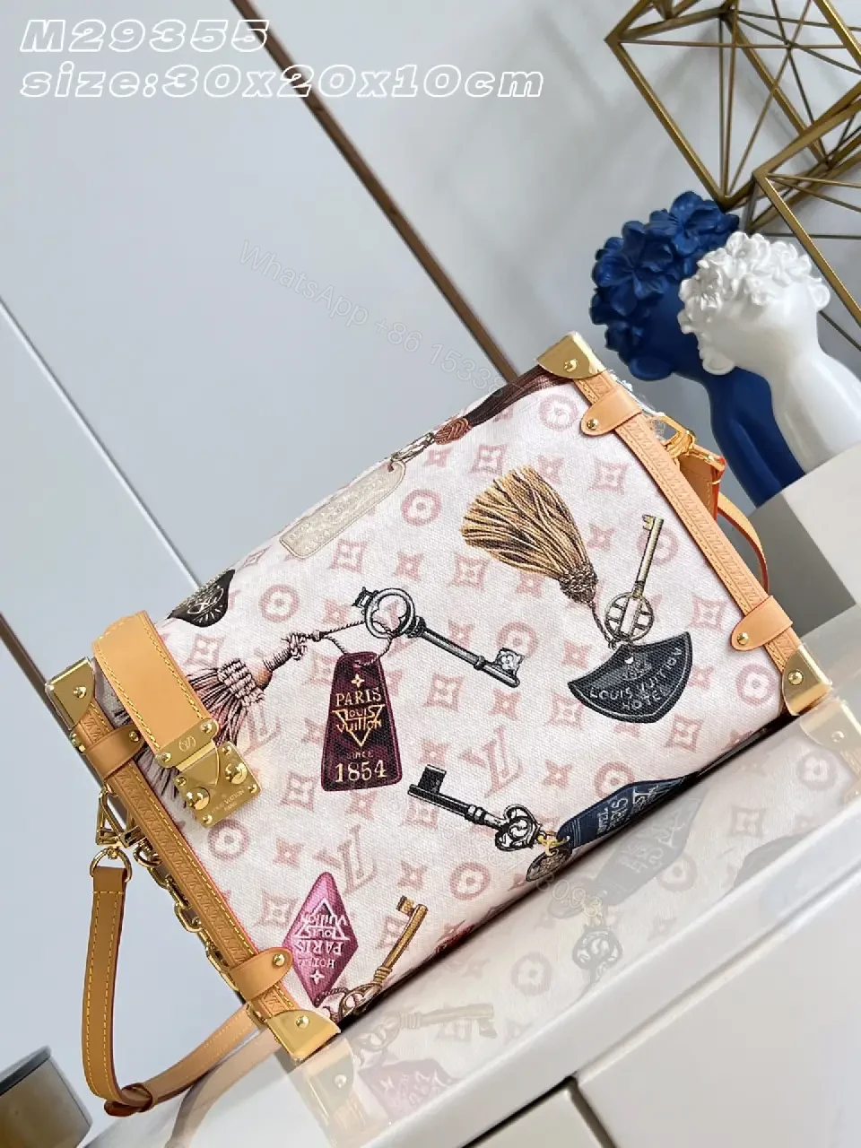View 6 of Pale Pink Leather Trim Tote: Luxe Monogram Travel Briefcase