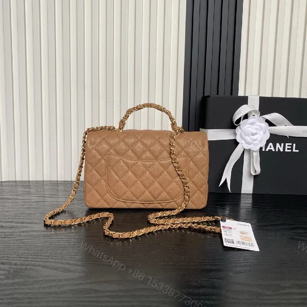 View 2 of Quilted Leather Shoulder Bag with Gold Chain, Compact Chic