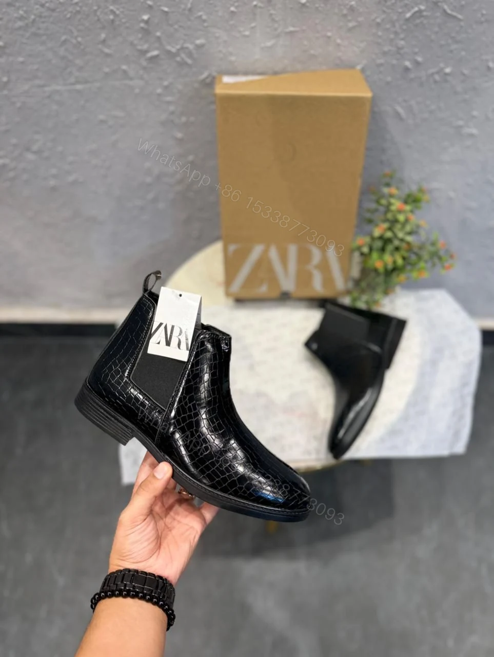 View 3 of Zara Croco Chelsea Boots First Copy — Men's | COD India