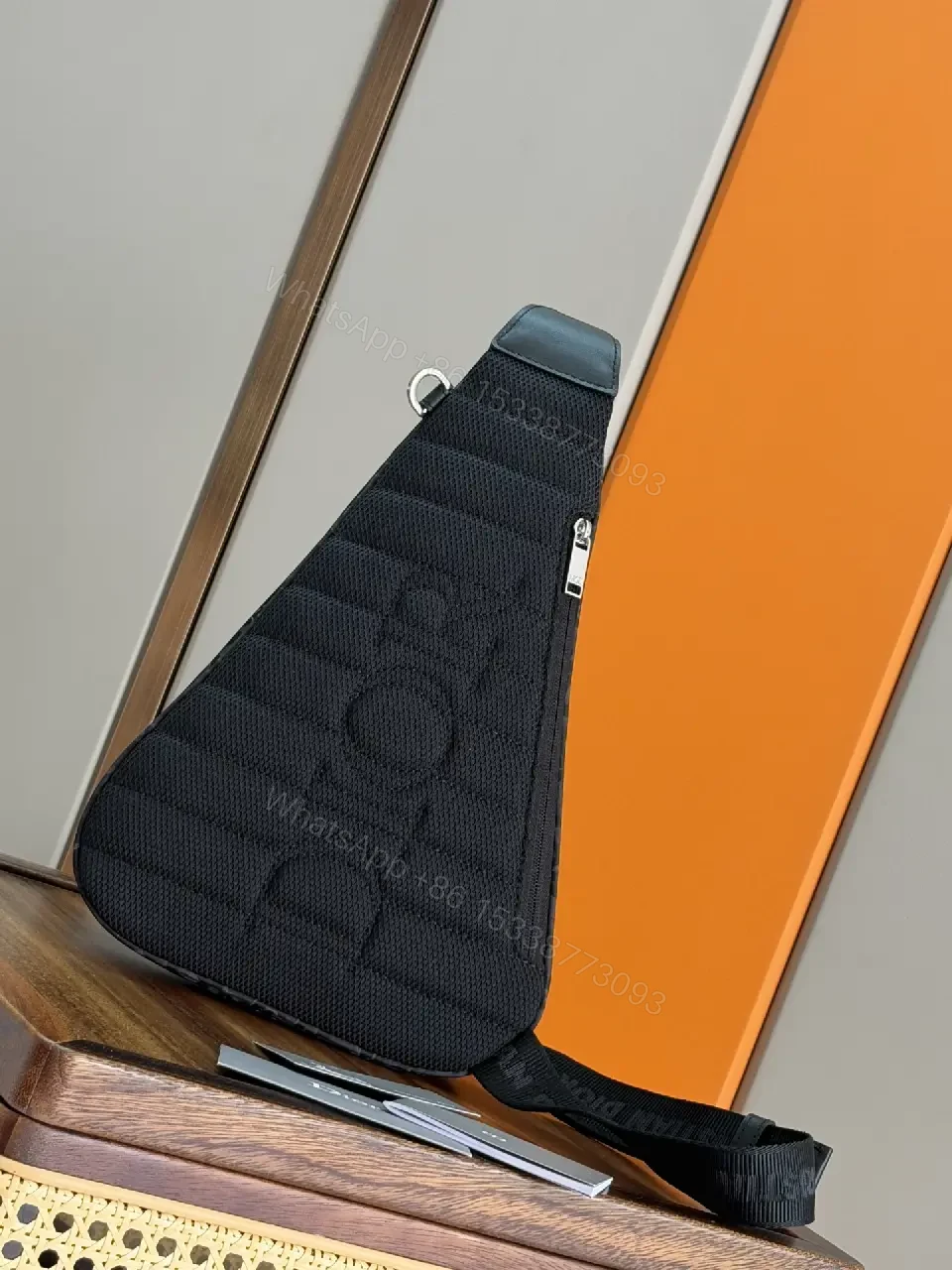 View 2 of Structured Pattern Sling Bag: Modern, Hands-Free Luxury