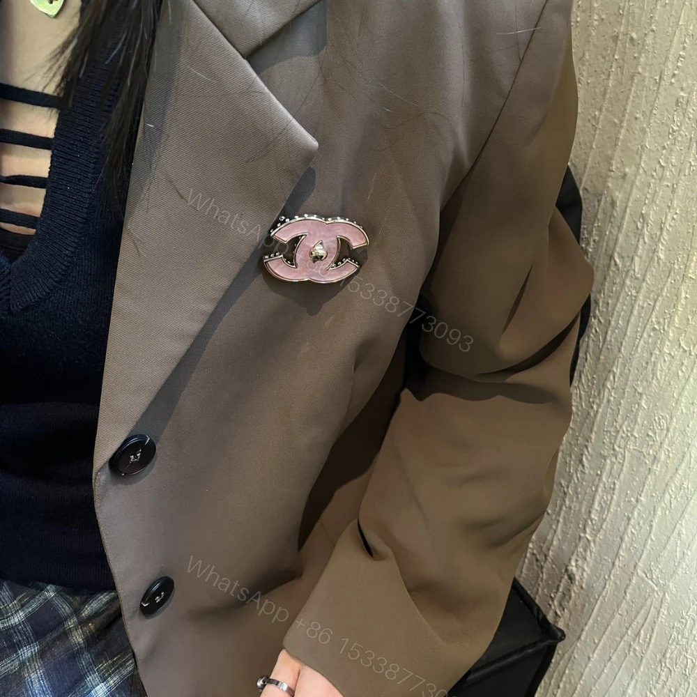 View 6 of Chanel Cc Logo Brooch In Pink Enamel With Gold Tone Hardware