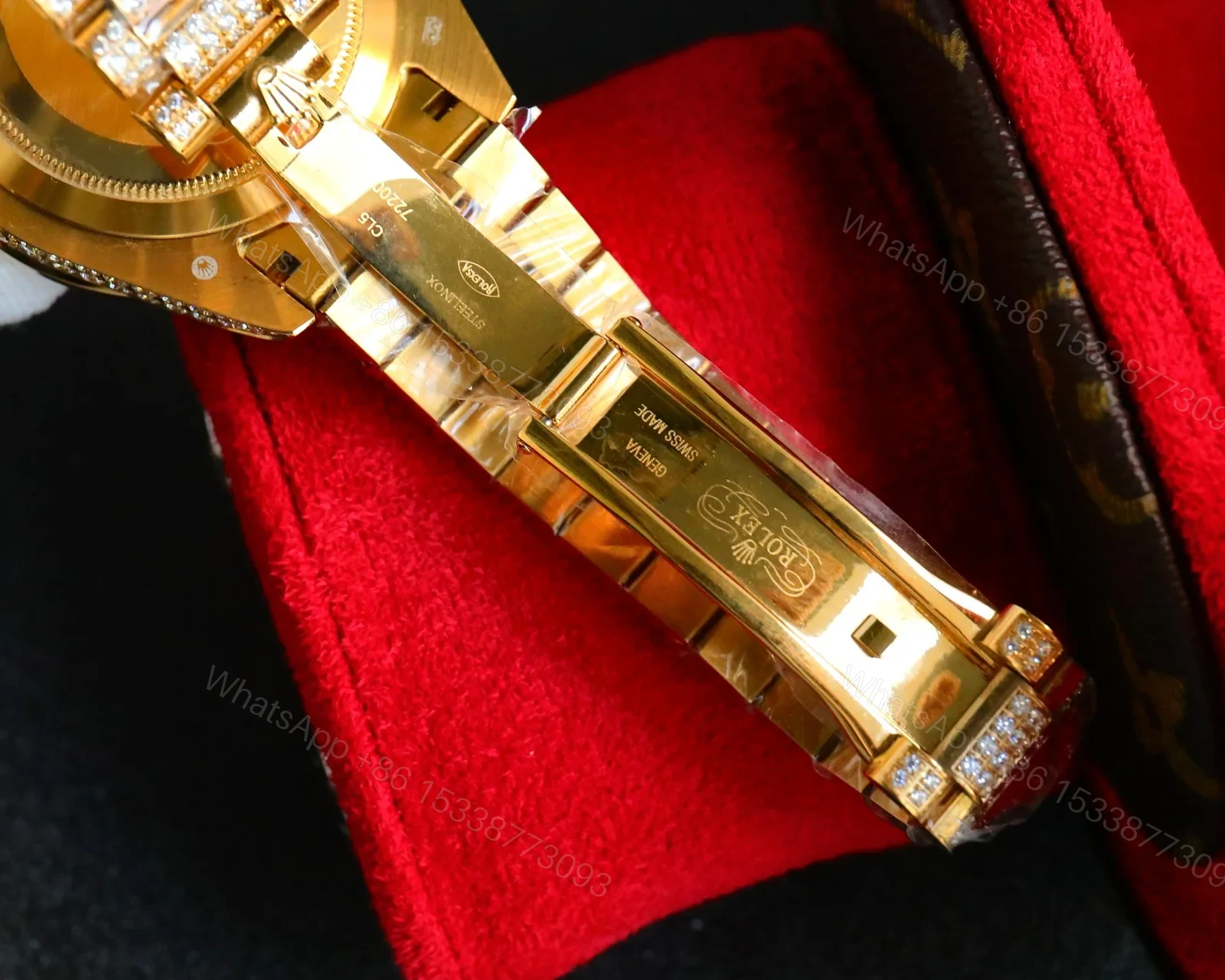 View 8 of Iced Out Sky-Dweller Gold Watch Full Diamond Bracelet Ultimate 42MM ROLEX-SKY-DWELLER-GOLD-ICED-FULL-DIA-42
