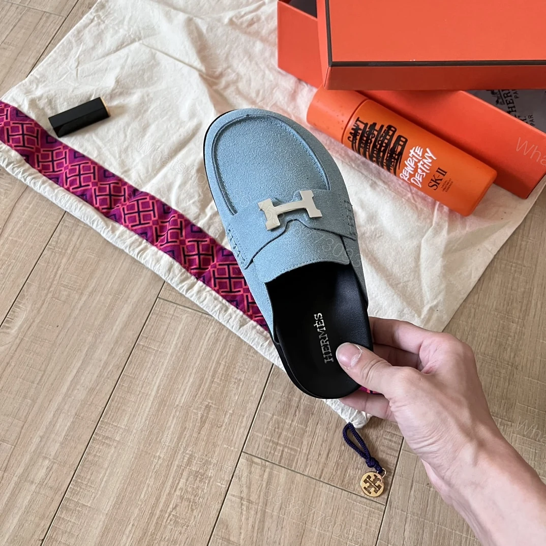 View 6 of HERMÈS GO MULE H SANDAL IN BLUE