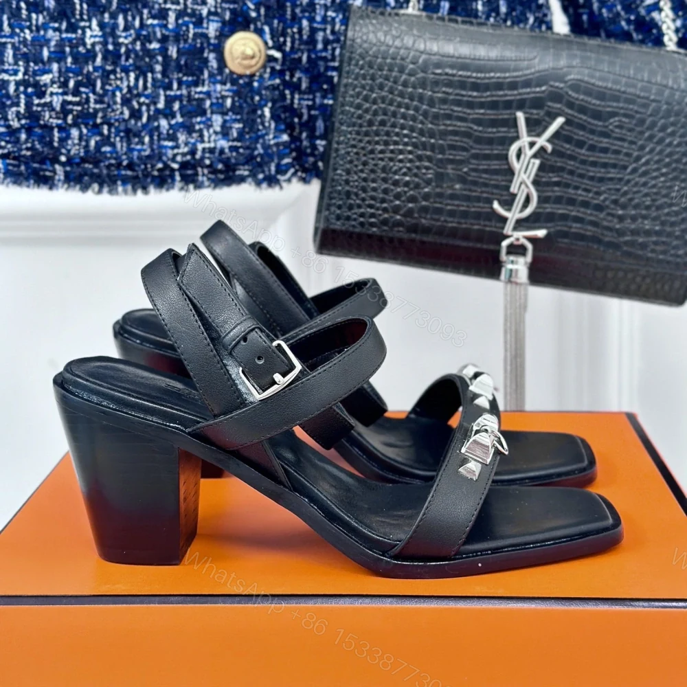 高仿Hermes*H241152Z02一字帶涼鞋黑色6.5CM免檢版 — view 1