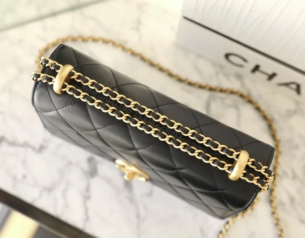 View 5 of Chanel-Inspired Quilted Leather Crossbody Bag, Goldtone Hardware