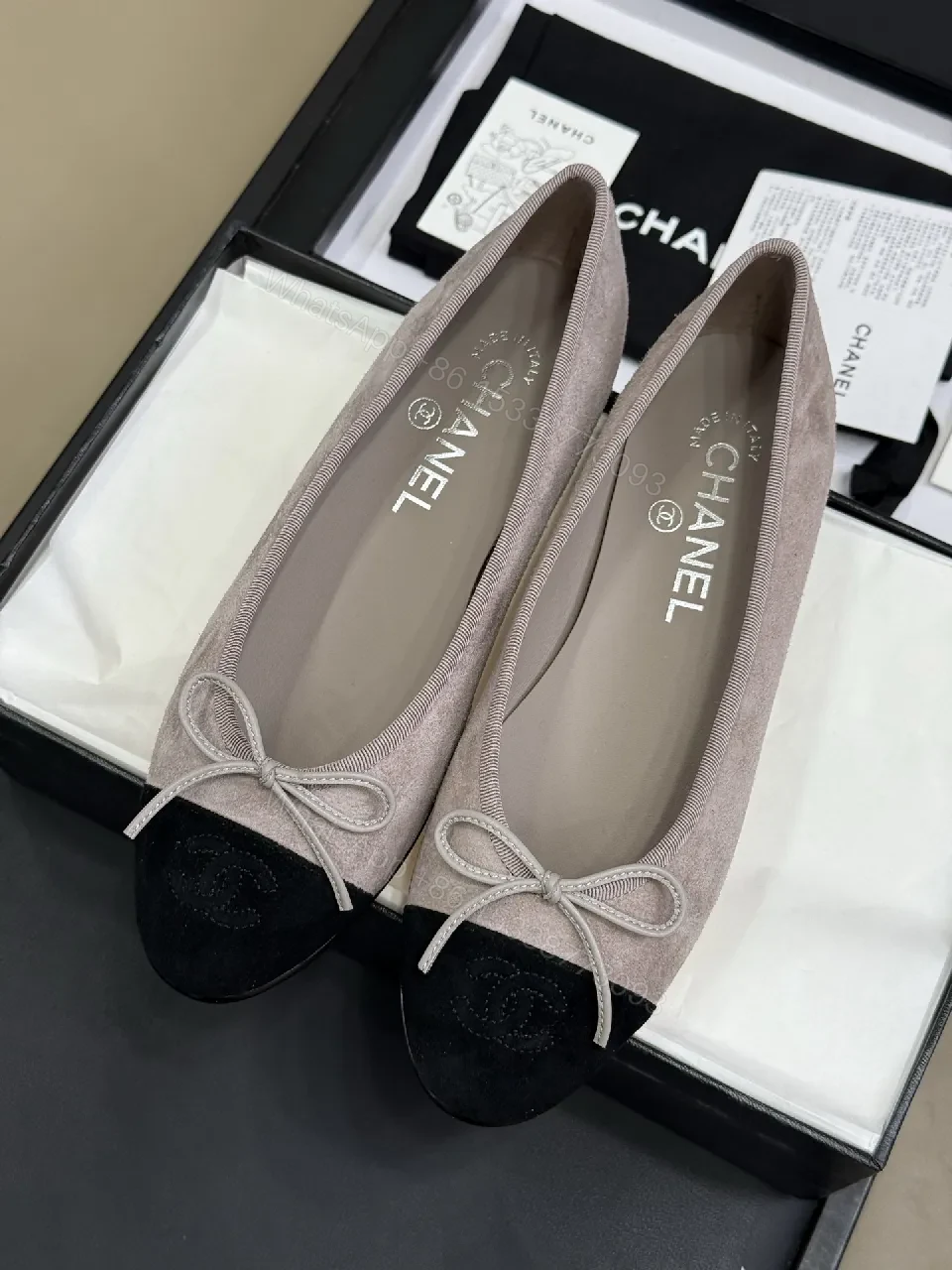 View 4 of Taupe Suede Cap-Toe Ballet Flats — Slim, All-Day Comfort
