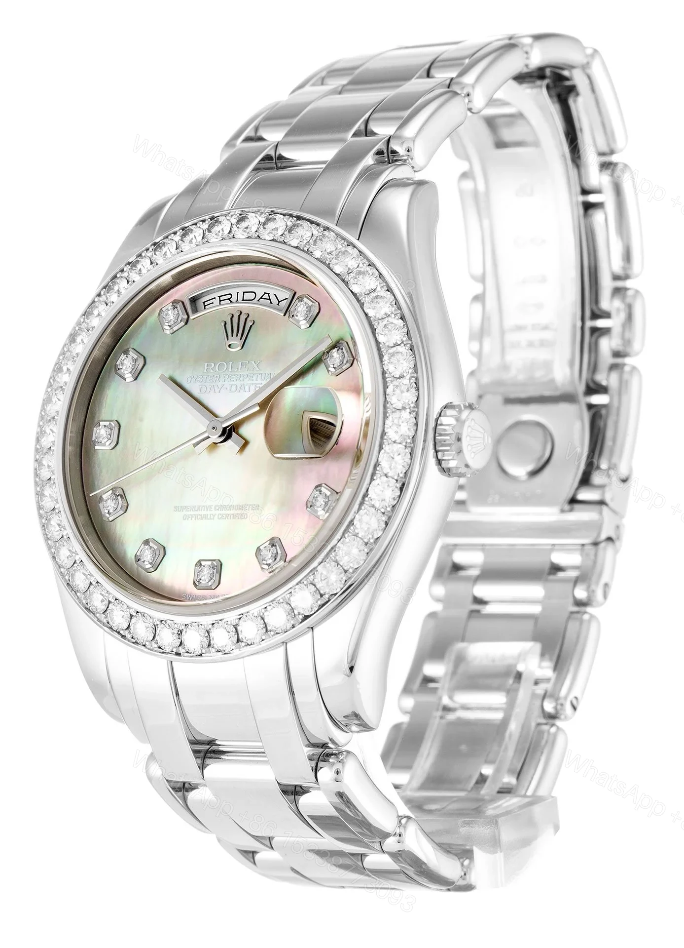 View 2 of Replica Rolex Day-Date Mother of Pearl – Black Dial 18946 36 mm