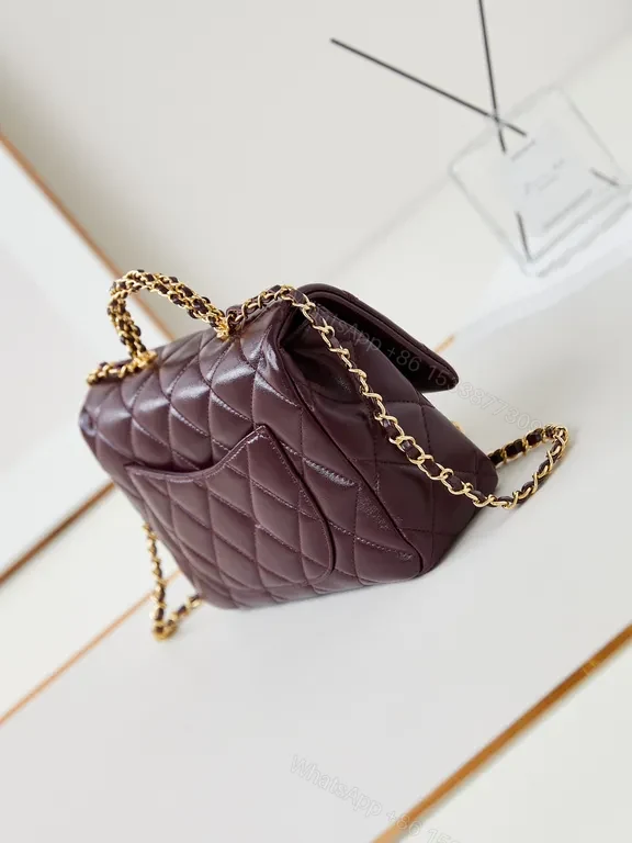 View 6 of Burgundy Quilted Chain Bag: Luxury Classic with Modern Edge