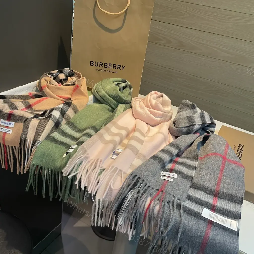 View 6 of Warm Wool Blend Check Scarf - Luxury, Oversized Wrap, Fringed Edges