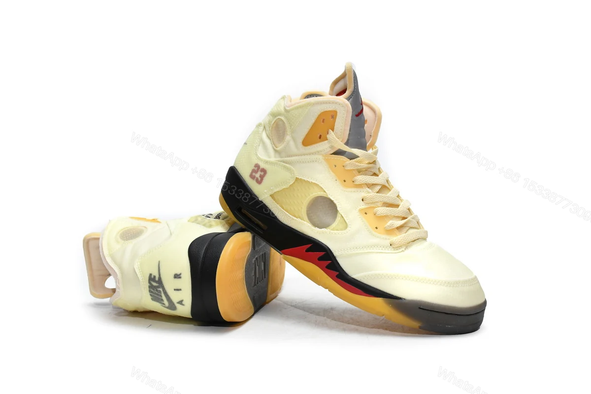 View 4 of OFF White x Air Jordan 5 Retro SP Sail DH8565-100