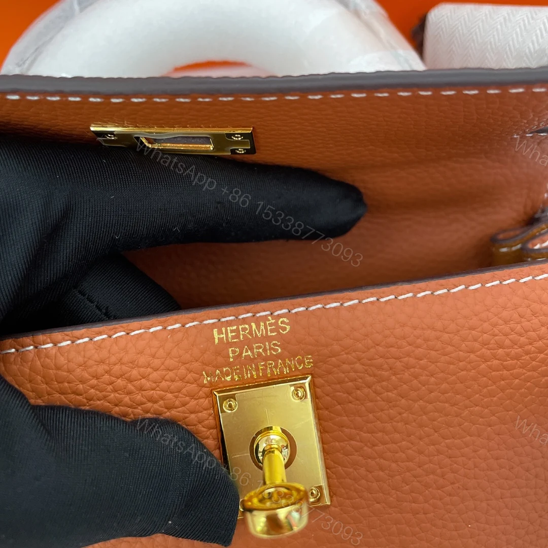 View 7 of HERMES KELLY SELLIER ROUGE EPSOM GOLD HARDWARE BROWN 28CM