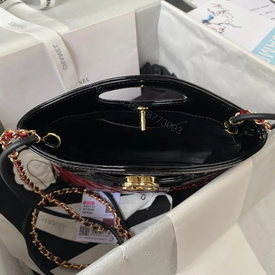 View 3 of Chanel Mini Shopping Bag Handbags Red Shiny Leather 31cm