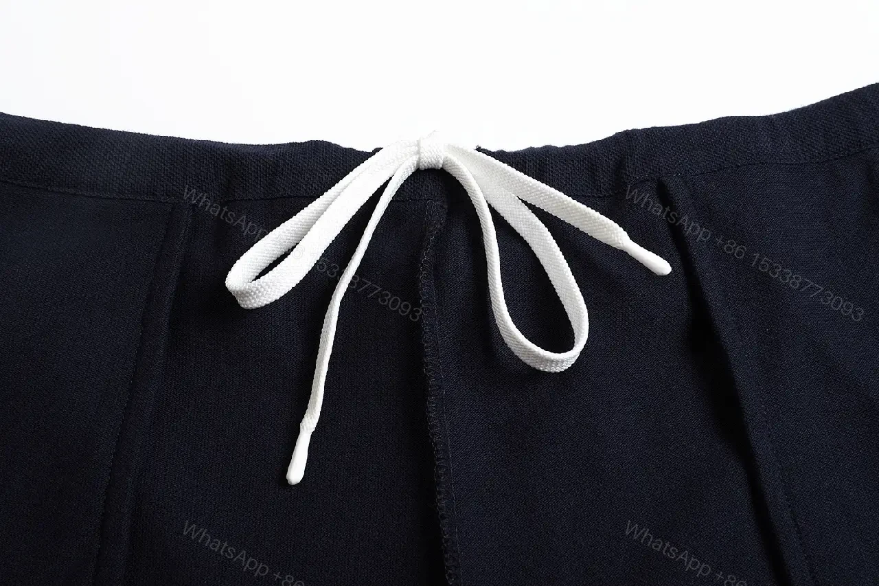 View 6 of Navy Cotton Drawstring Bermuda Shorts Miu Miu Style