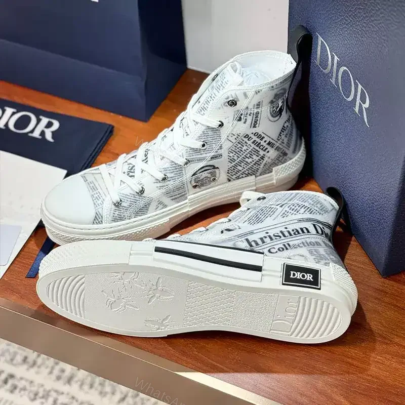 View 4 of DIOR B23 HIGH-TOP SNEAKERS UNISEX NEWSPAPER CANVAS WHITE – CD161