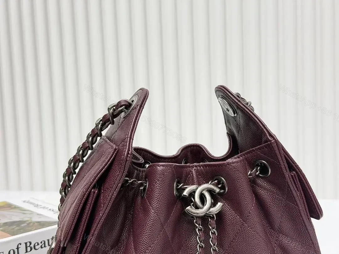 View 6 of Chanel 25 Mini Burgundy Sliver Hardware