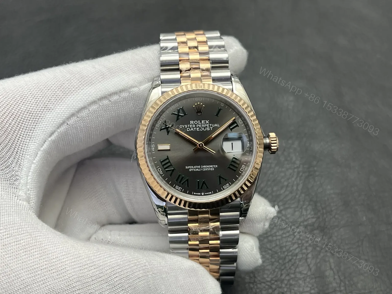 View 2 of Rolex Datejust 31 Stainless Steel Rose Gold Fluted Grey Roman Jubilee 278271-0030