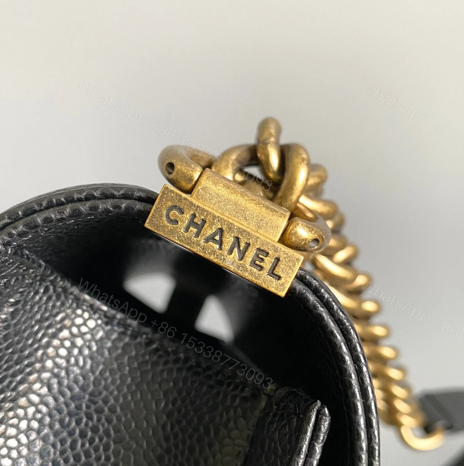 View 7 of CHANEL SMALL BOY BAG 20 IN BLACK LAMBSKIN GOLD HARDWARE