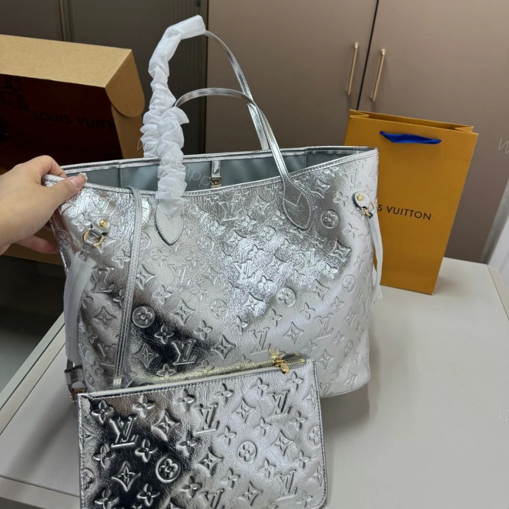 View 3 of Louis Vuitton Neverfull MM Silver 32Cm