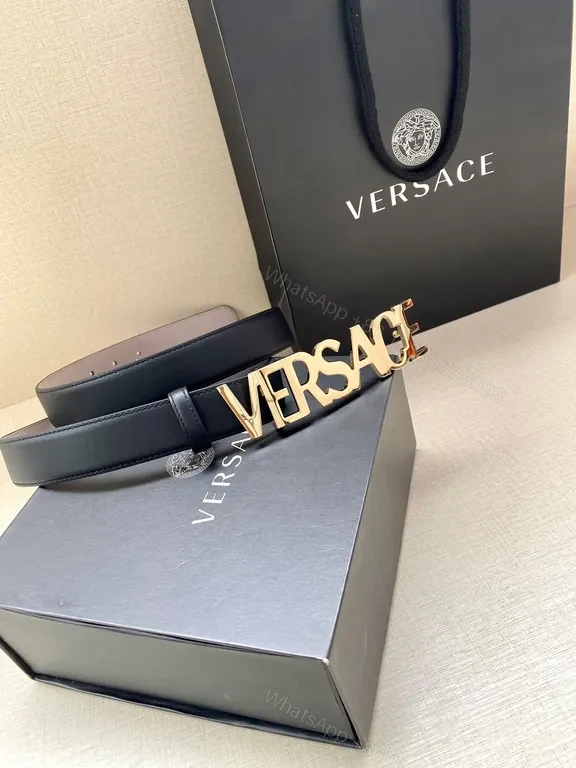 Chic Leather Belt with Gold Logo â€“ Versace-Inspired Style — view 1