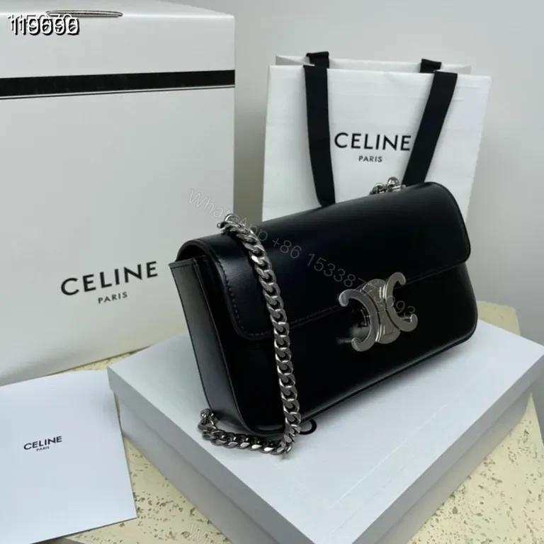 View 6 of Compact Leather Crossbody with Chain Detail