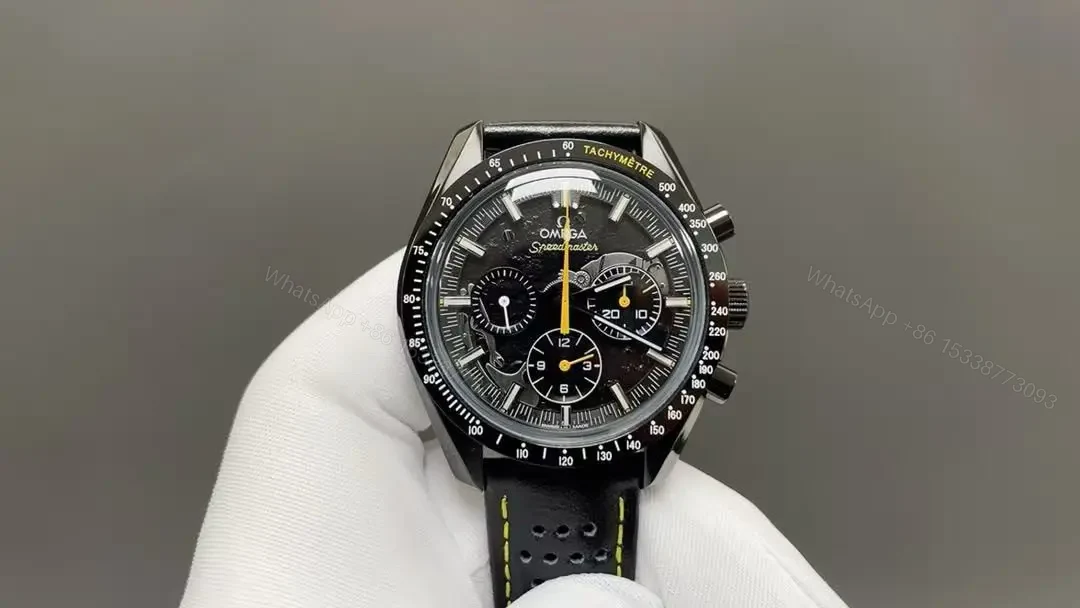 View 2 of Replica Omega Speedmaster Men Automatic Black Leather Watch O31192443001001