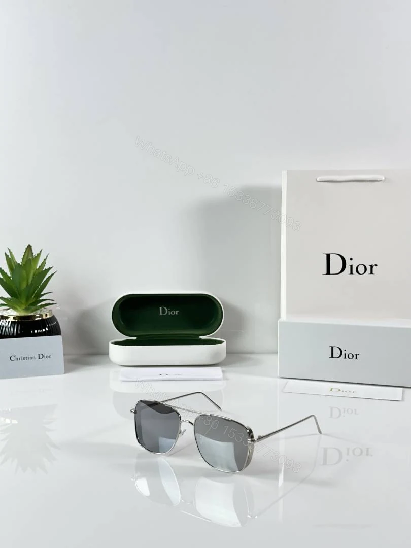 First Copy Dior Silver Aviator Sunglasses Grey Lens Unisex UV Protection — view 1