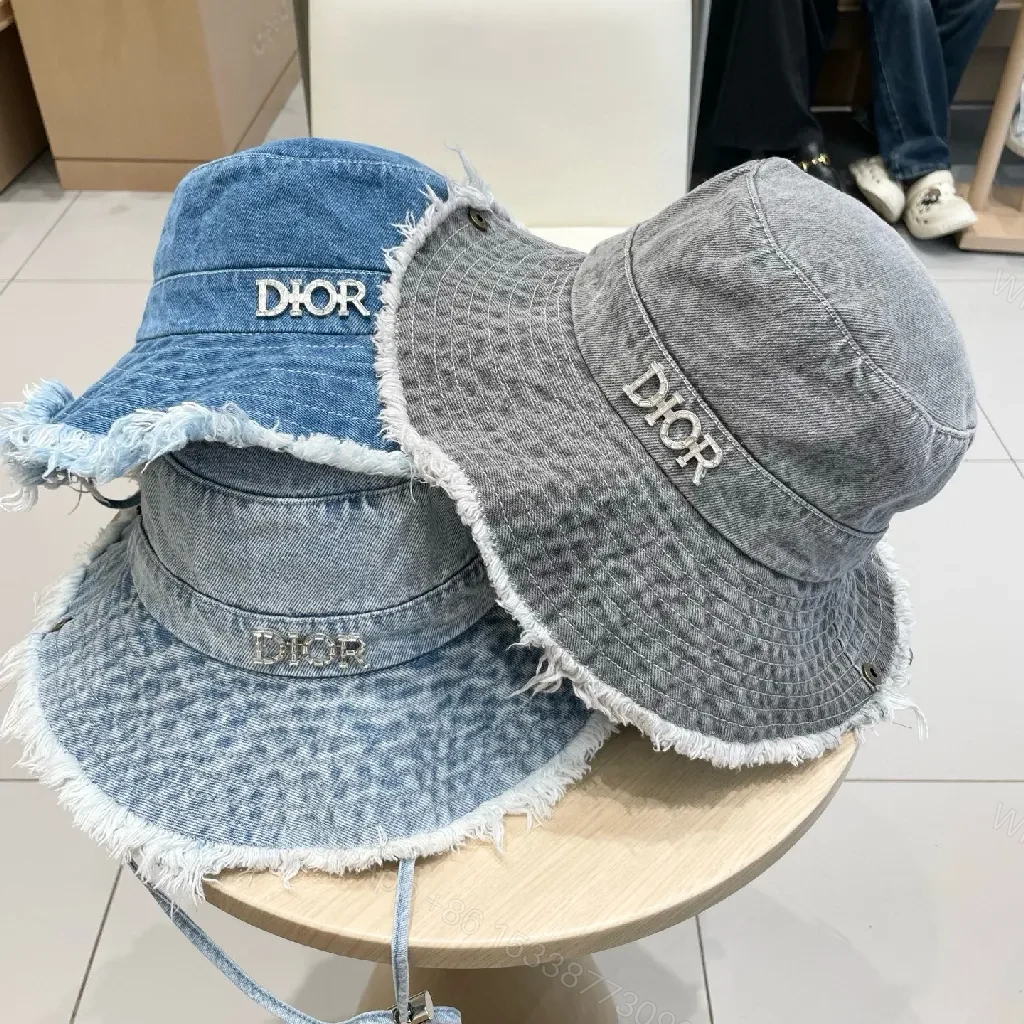 View 5 of Denim Bucket Hat with Frayed Edge, High-Style Accent