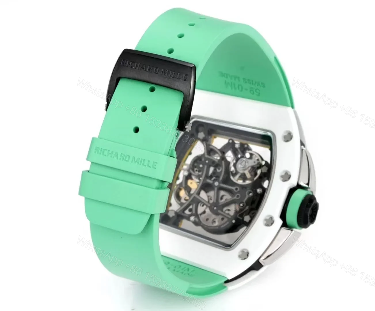 View 9 of Richard Mille RM61-01 Watch TZP-N Zirconia Ceramic NTPT Carbon Fiber Skeleton Dial RMUL2 Manual Winding Movement Yellow Green Suspended Bridge Luxury Sports Watch RM61-01-TZP-YGB-SK