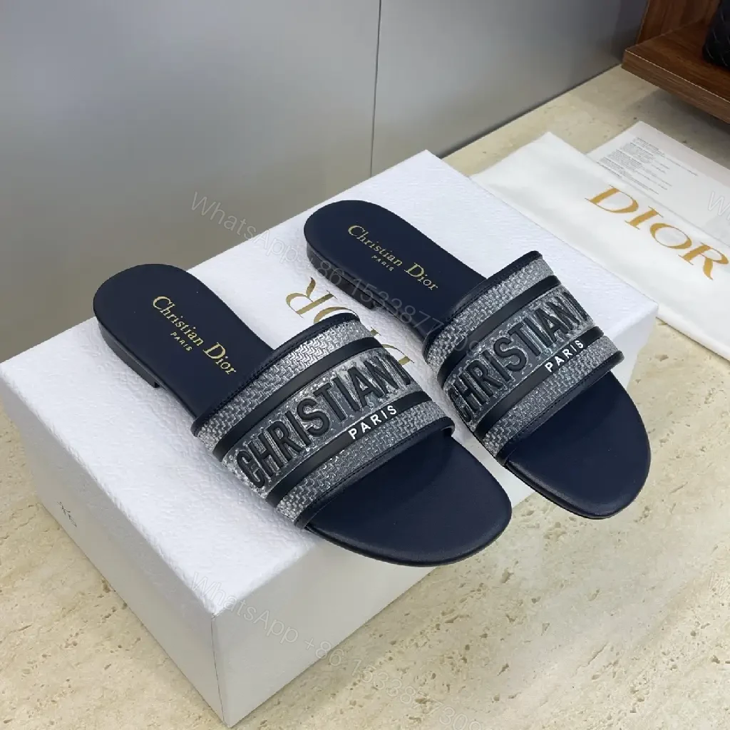 View 4 of Graphite Striped Slides: Textured Dual-Strap Comfort Sandals