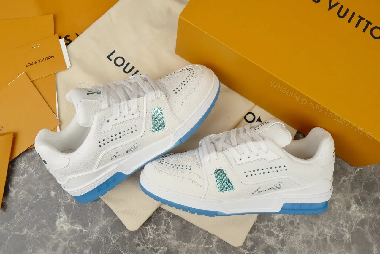 View 5 of White Leather Luxury Sneakers with Subtle LV Accents