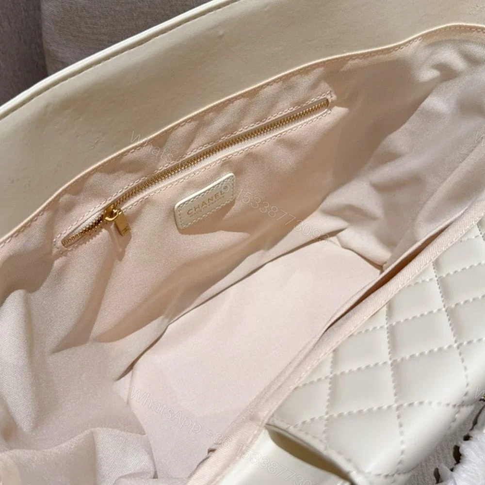 View 8 of Chanel Small Shopping Bag Braided Straw Beige White 25Cm