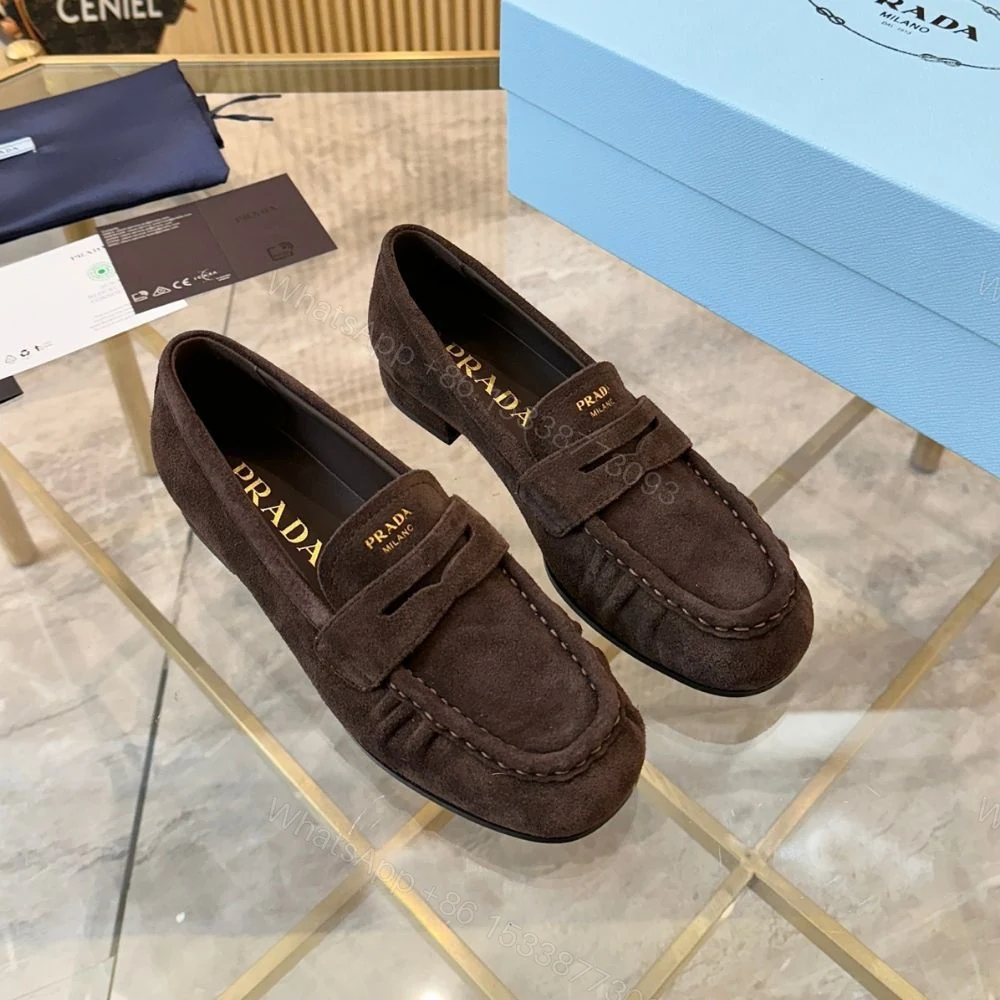 View 3 of Prada Suede Loafers Dark Brown 1D175O 008 F0003 F 020