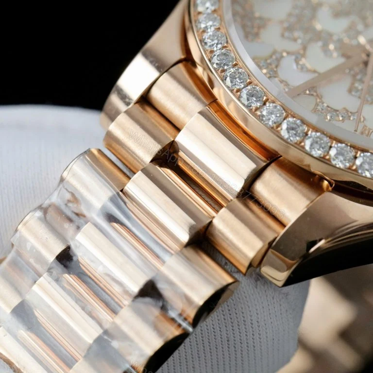 View 3 of Rolex Datejust 31mm Super Clone Butterfly Dial Rose Gold Wrapped 18K + Moissanite Diamonds