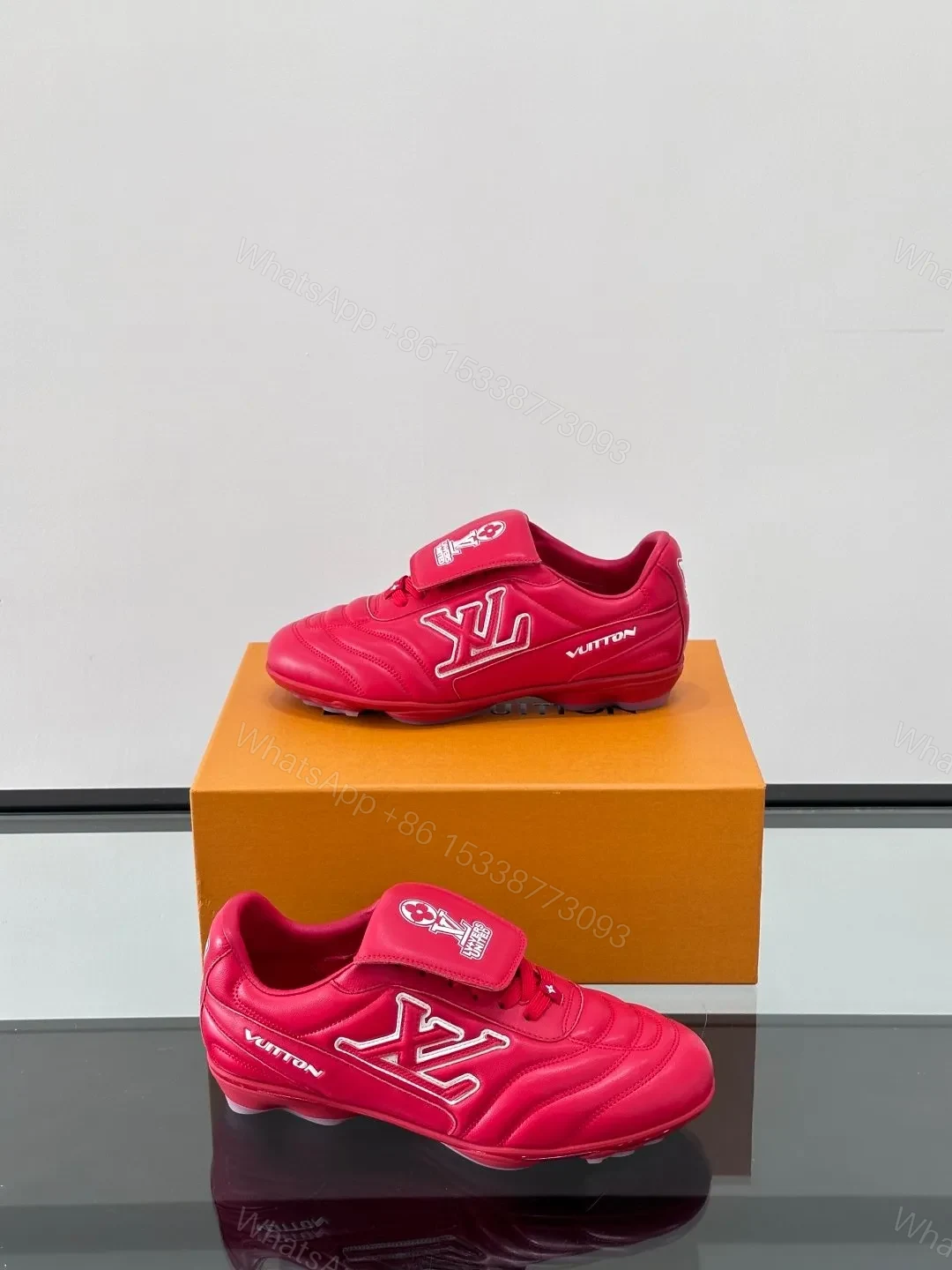 View 4 of LV Men Red Leather Sneakers