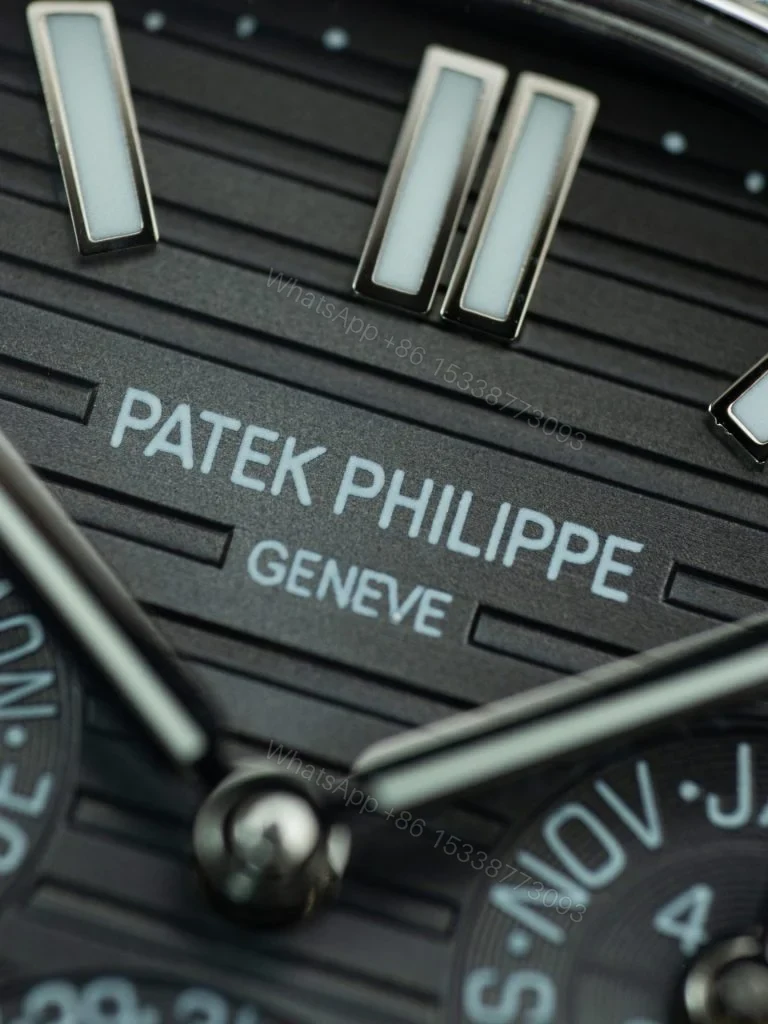 View 4 of Replica Patek Philippe Nautilus Grey Dial Leather Strap 40mm
