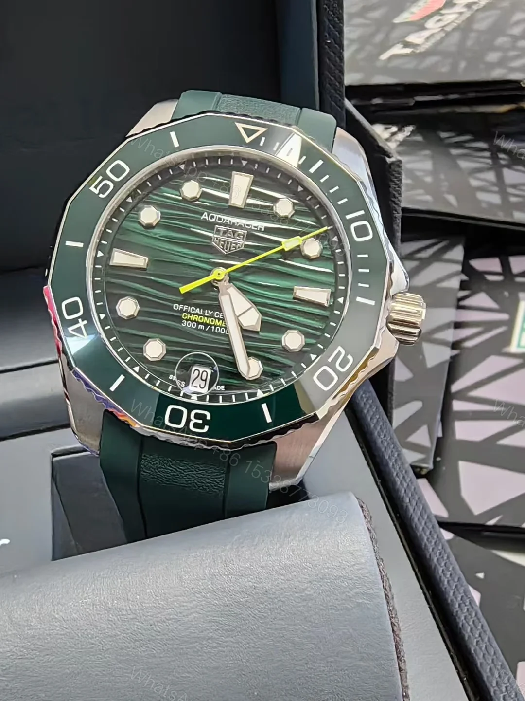 View 2 of TAG Heuer Aquaracer Automatic Mechanical Watch Wave Dial Stainless Steel Bracelet 43MM Premium Edition TAGHEUER-AQUARACER-WAVE-STEEL-AUTO-43
