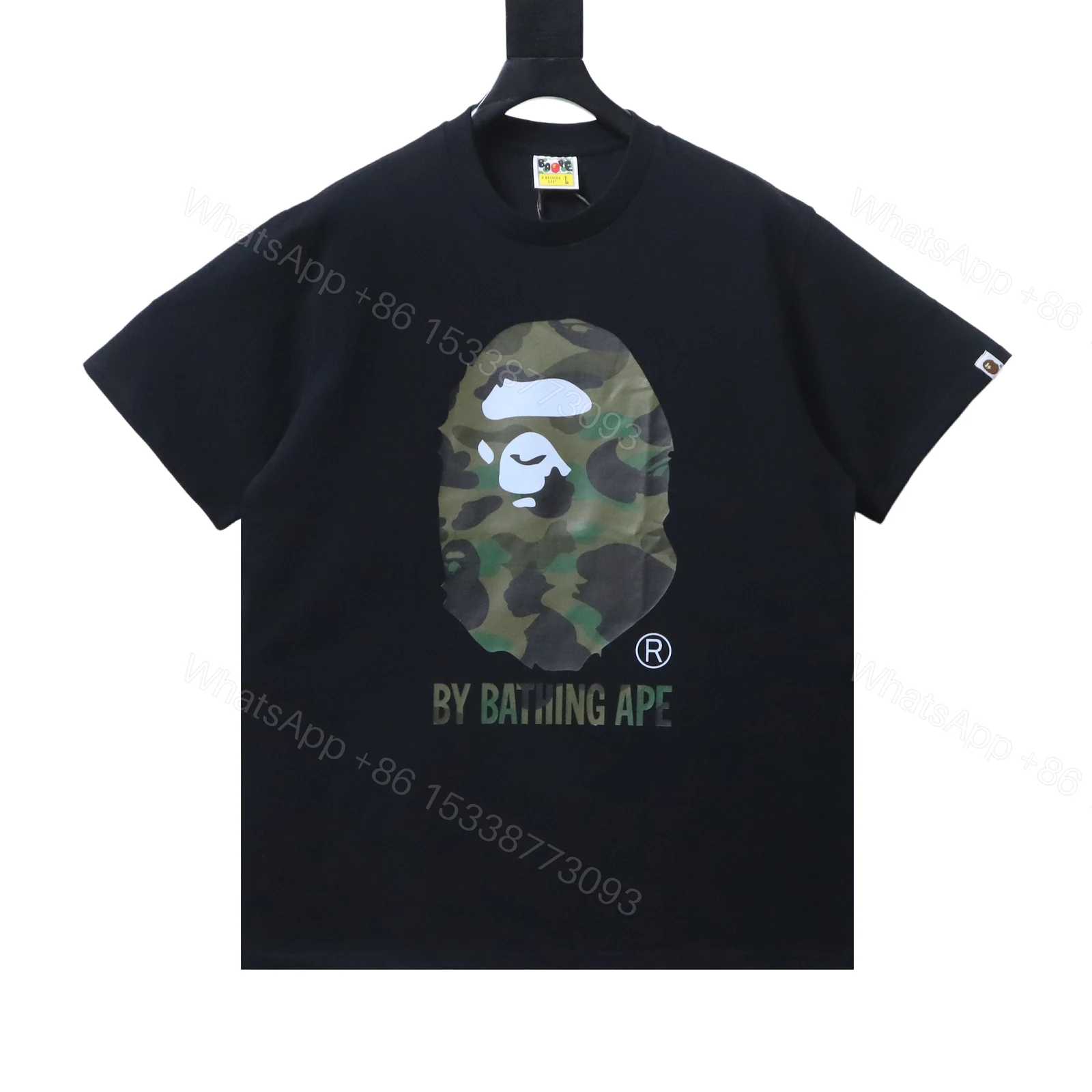 View 11 of BAPE 26ss Classic Green Camo Big Ape Head Letter Print Short Sleeve T-shirt black