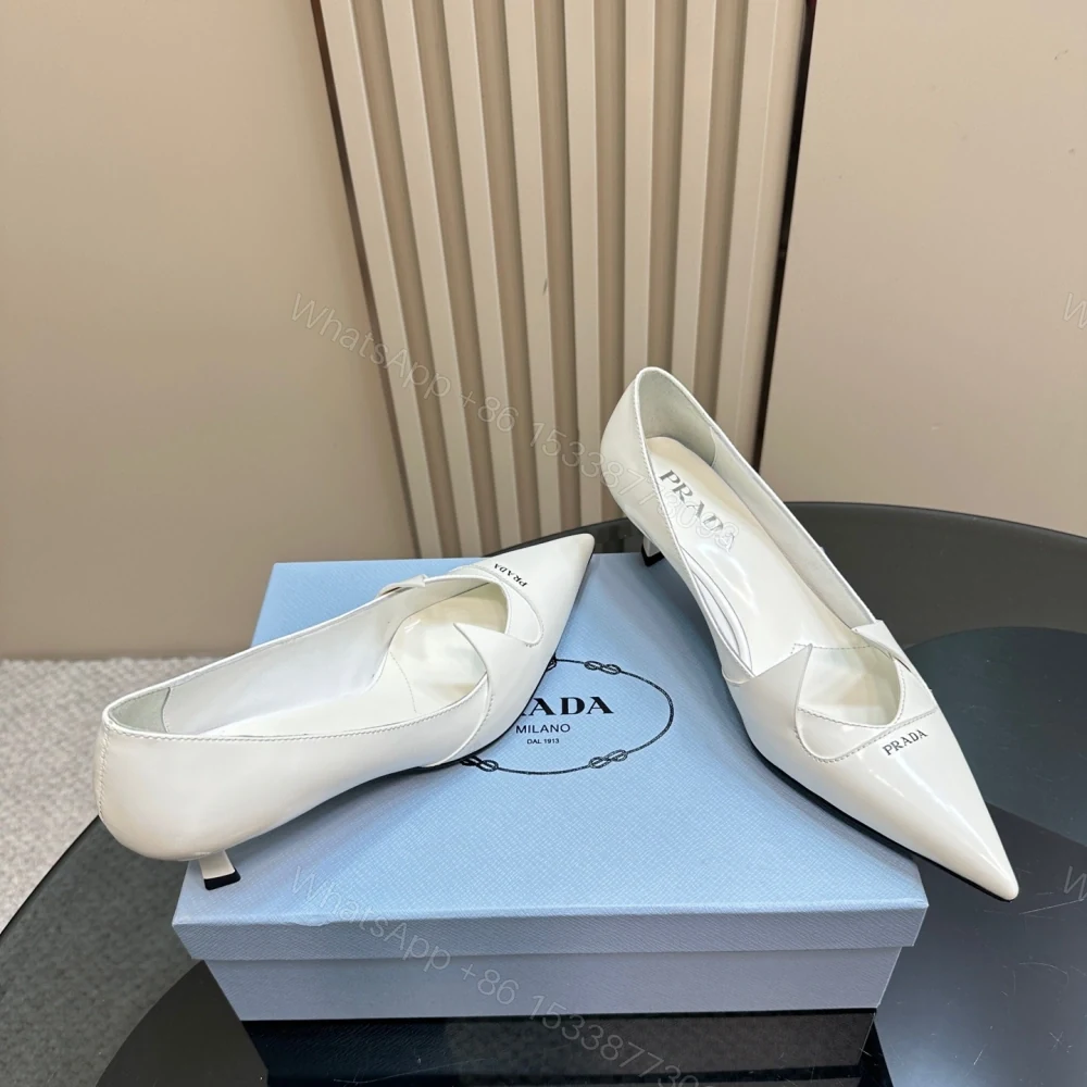 View 4 of 高仿Prada*1I976M尖頭走秀款高踭鞋5.5CM白色免檢版
