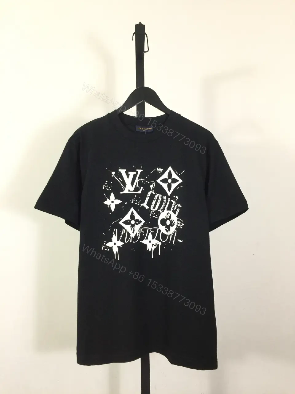 View 8 of Black Cotton Graphic Tee: Streetwear Luxe Statement Top
