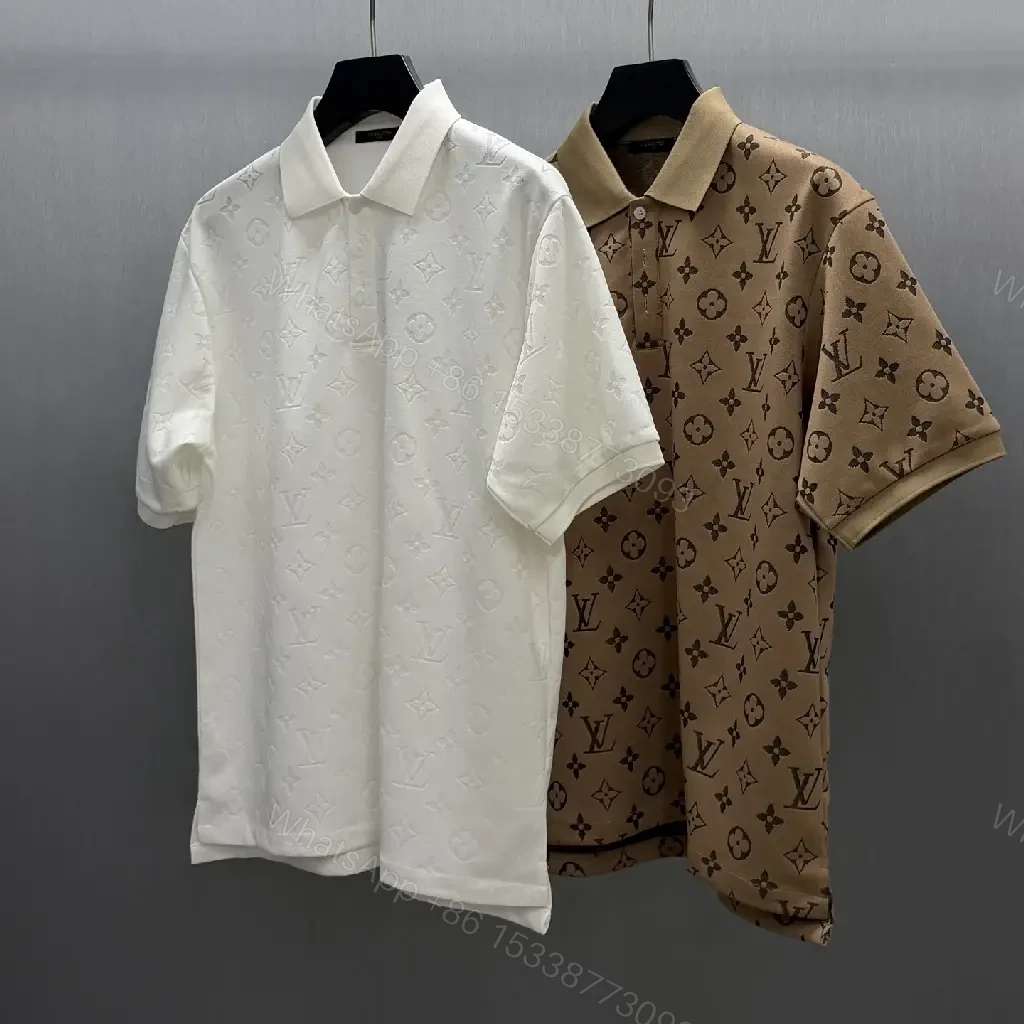 View 11 of Beige Polo: LV Monogram Knit, Classic Comfort Polo Shirt
